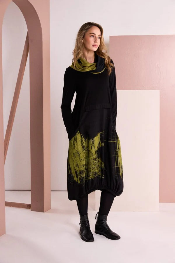NAYA
BLACK & AVOCADO PRINT DRESS - NAW26240