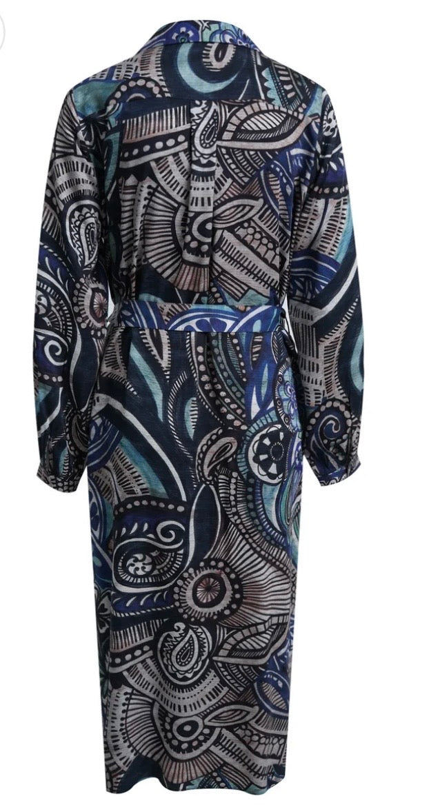 Milano Navy Print Shirt Dress - 63-6559-1492