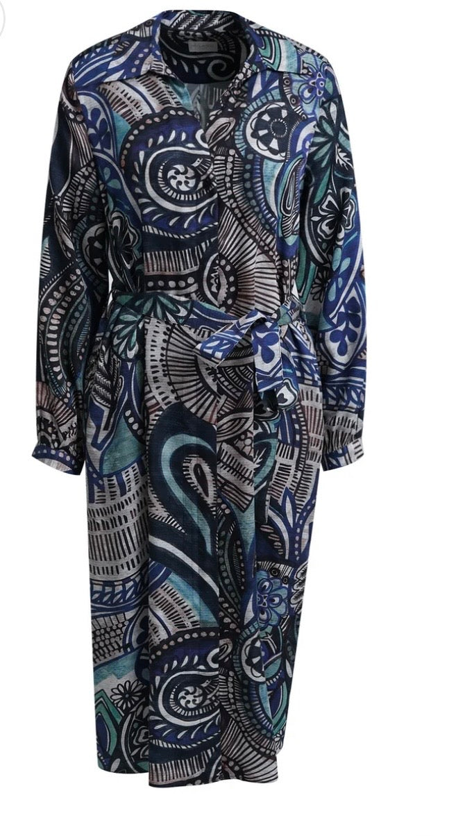Milano Navy Print Shirt Dress - 63-6559-1492