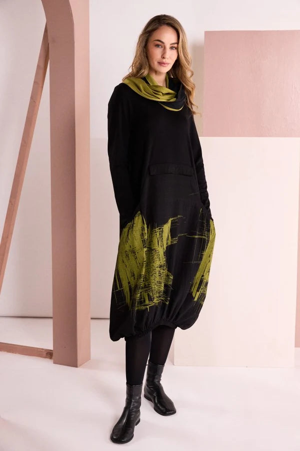 NAYA
BLACK & AVOCADO PRINT DRESS - NAW26240