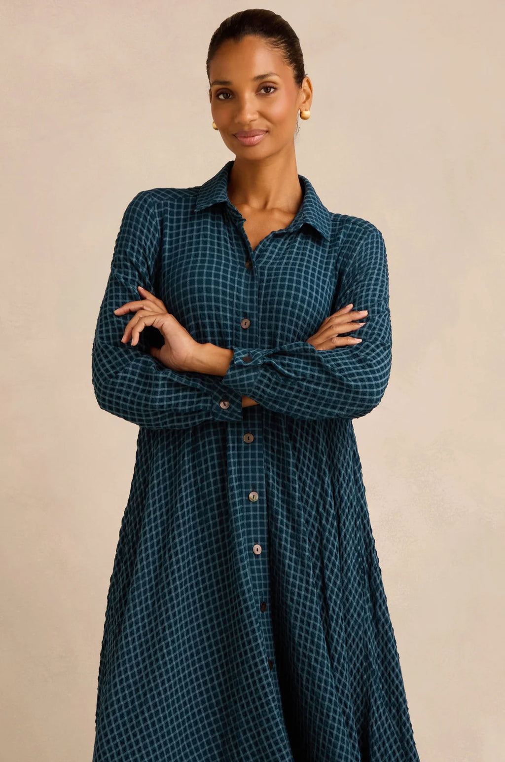SAHARA
Seersucker Squares Shirt Dress