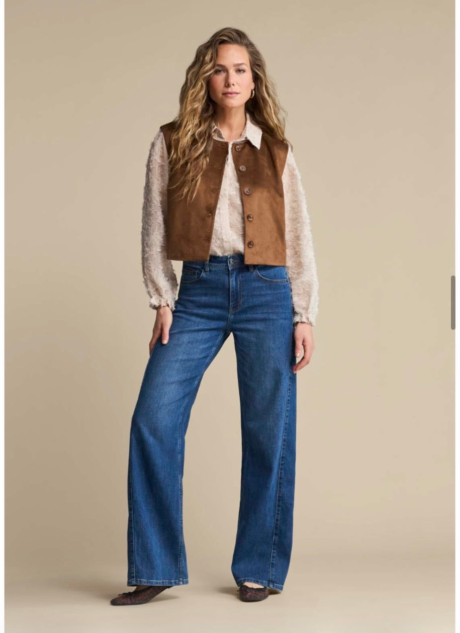 Red Button Waistcoat Suedine - praline