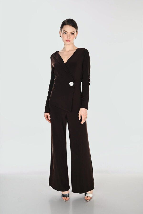 Frank Lyman V- neck Mocha Jumpsuit- Style 269026