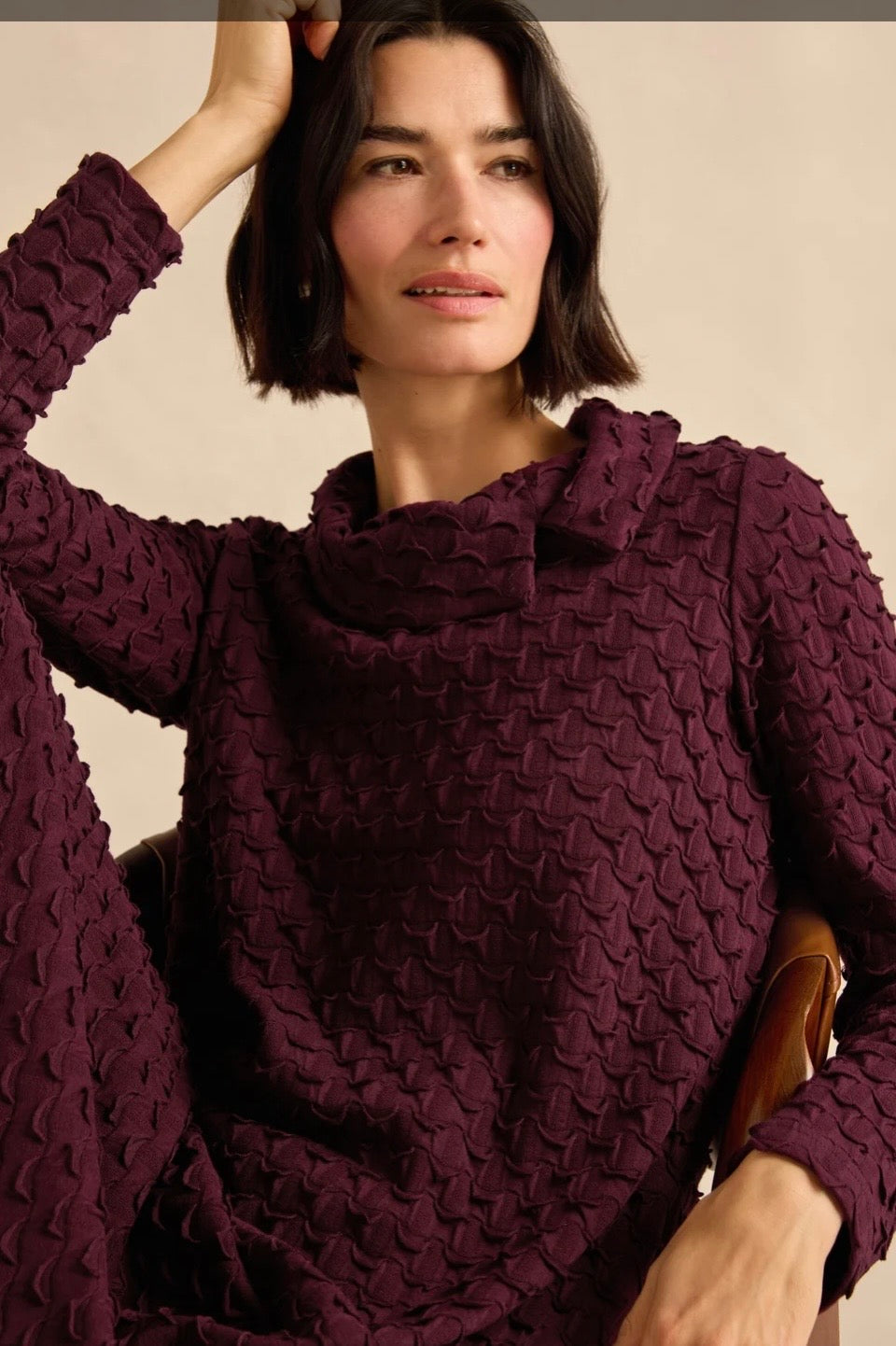 Sahara Pocket Jersey Cowl Neck Dress - bordeaux
