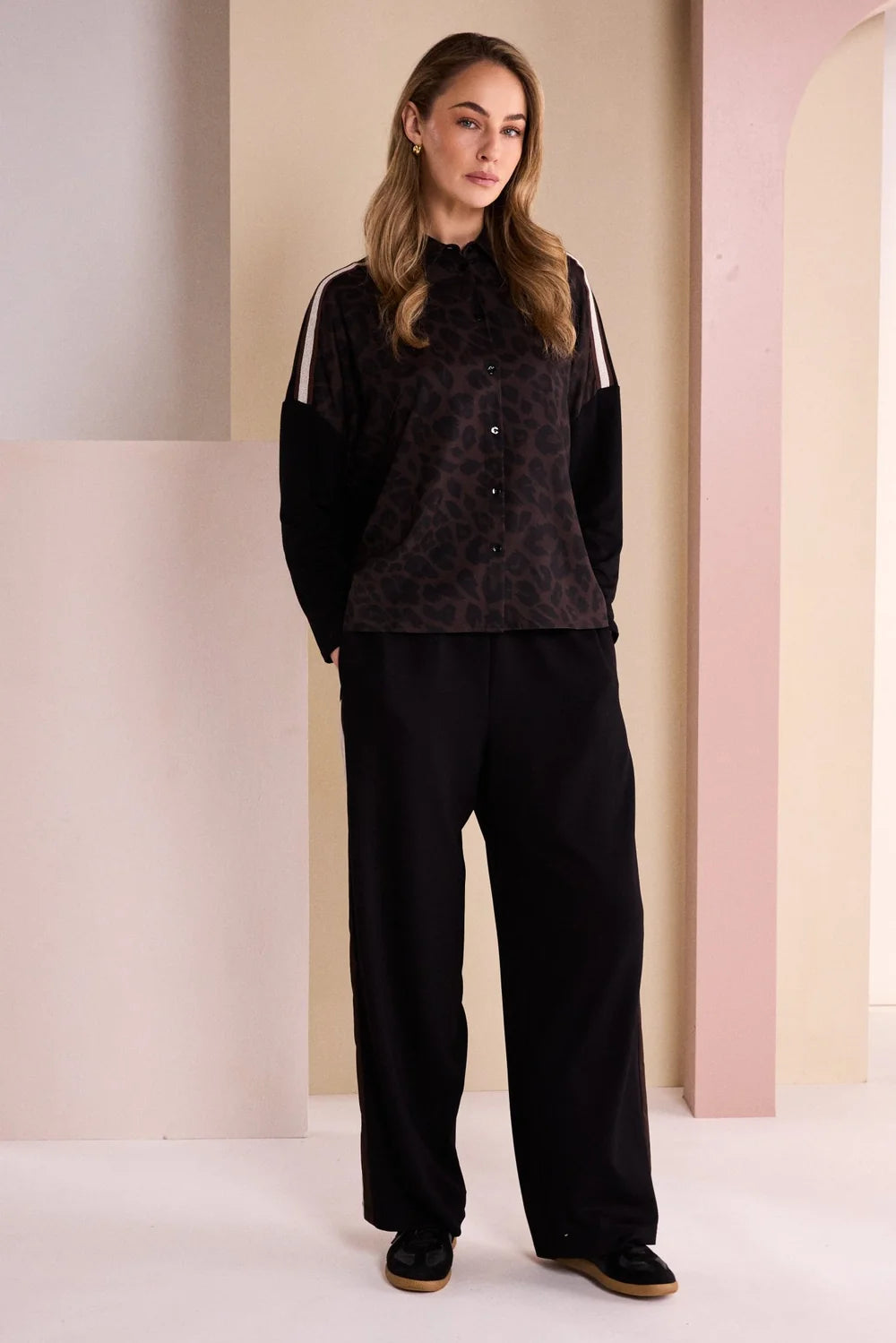 NAYA
BLACK & CHOKO ANIMAL PRINT SHIRT - NAW26312