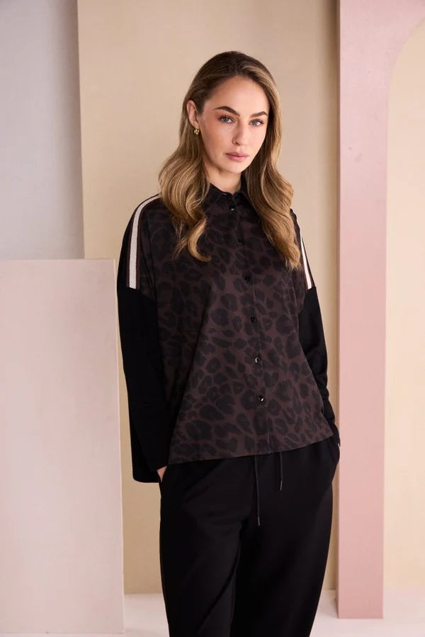 NAYA
BLACK & CHOKO ANIMAL PRINT SHIRT - NAW26312