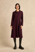 Sahara Pocket Jersey Cowl Neck Dress - bordeaux