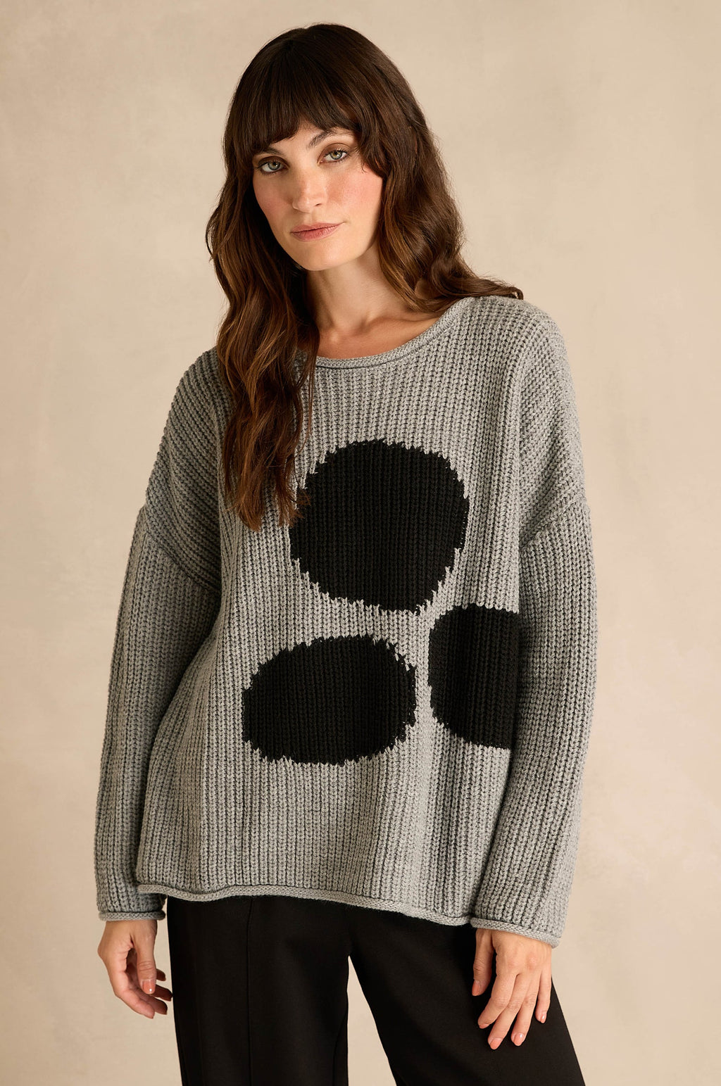 NAYARound NeckKnit With Spot NAW26261 - black/grey