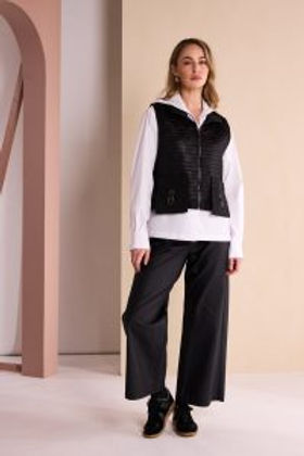 NAYA Jersey Top with Cotton Collar, Cuffs and Hem Panel - white NAW 26107