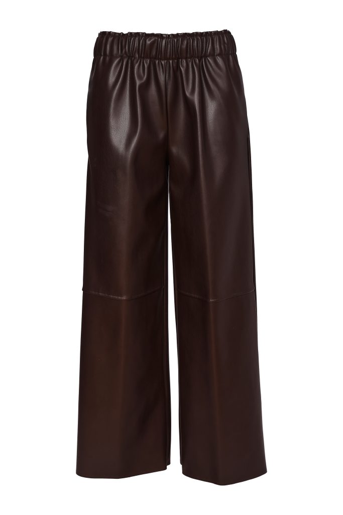NAYA Pull Up Leatherette Trouser With Leg Seam NAW26295 - choko
