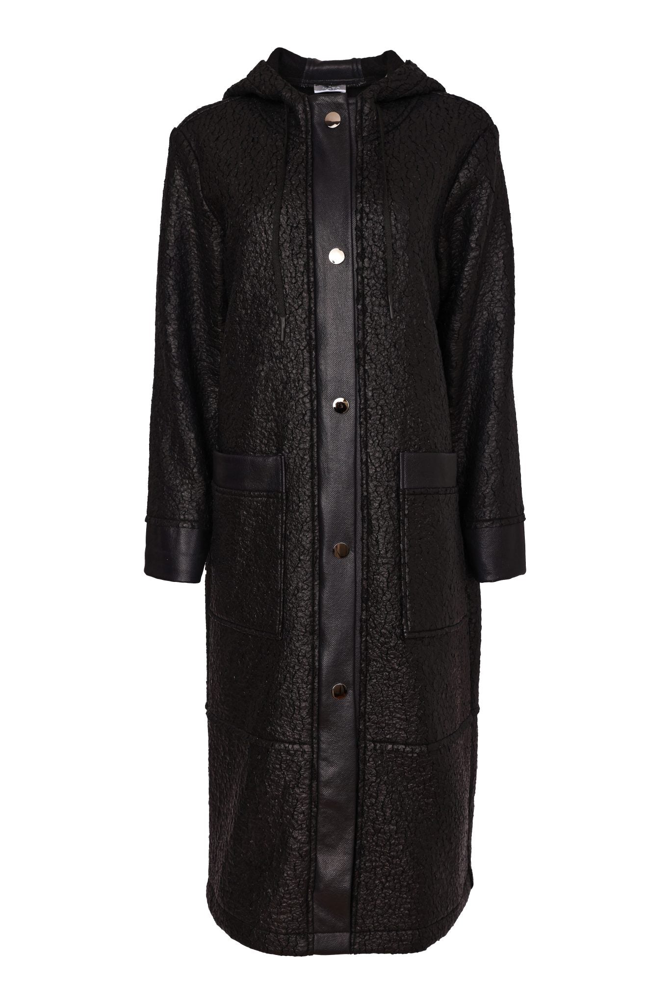 NAYA Jaquard Leather Look Coat - black