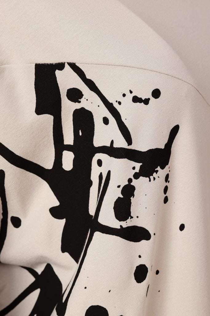 NAYA High Neck Placement Print Knit Top - black/silver