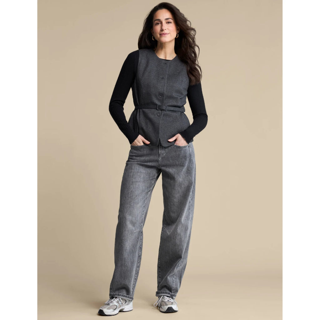 Red Button Sarah Sleevless Herringbone punta - grey/black