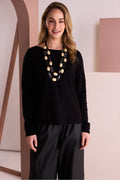 NAYA Circle Design Boat Neck Knit - black