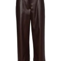 NAYA Wide Leg Leatherette Trouser With Hem Panel NAW26296- choko