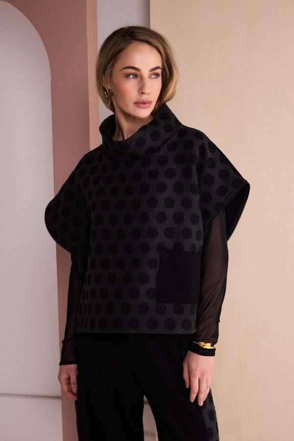 NAYA Spot Jaquard Top With Pocket And Side Zip NAW26311 -black/grey