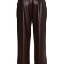 NAYA Wide Leg Leatherette Trouser With Hem Panel NAW26296- choko