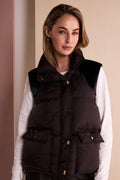 NAYA Quilted Waistcoat with Drawstring Hem With Contrast Shoulder NAW26176 -choko