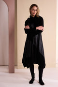 NAYA Dress With Leatherenette Section And Neckpiece -black