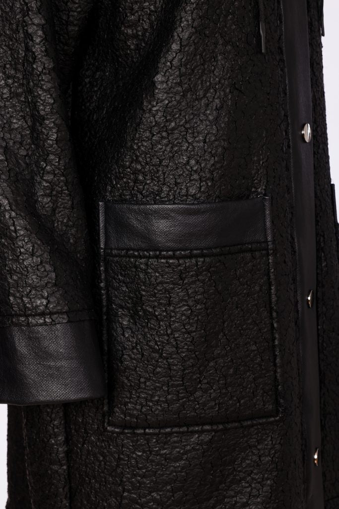 NAYA Jaquard Leather Look Coat - black