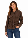 Red Button Drew Overblouse Finecord - brown