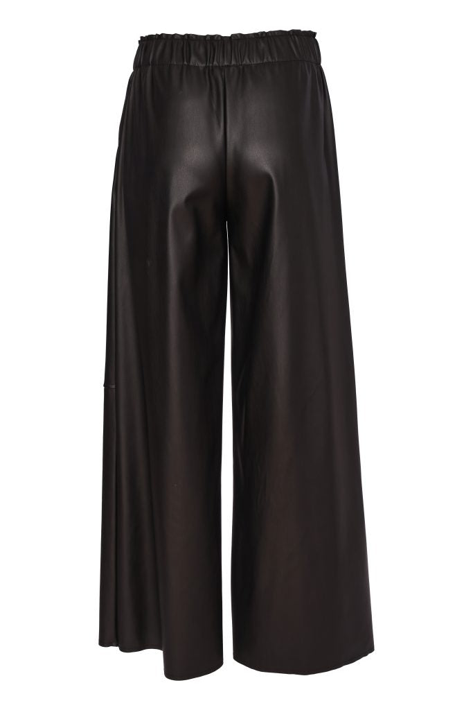 NAYA Pull Up Leatherette Trouser With Leg Seam NAW26295 - choko
