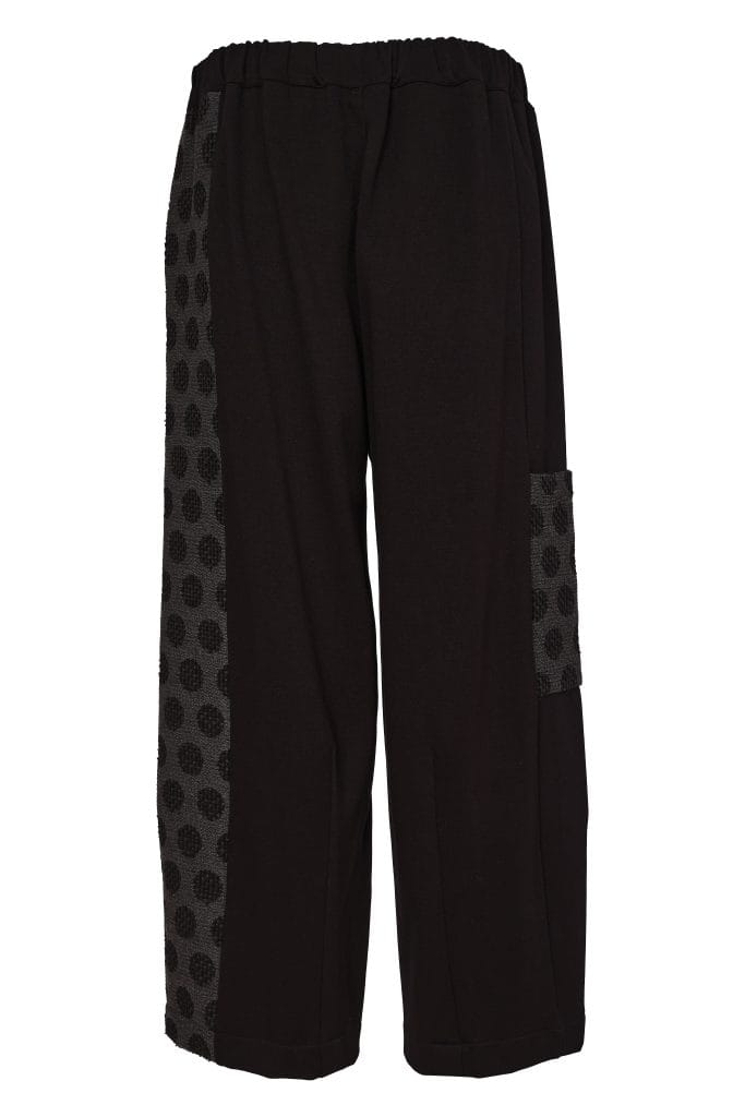 NAYA Wide Leg Trouser With Jaquard Spot Side Panel And Pocket NAW26274- black/grey