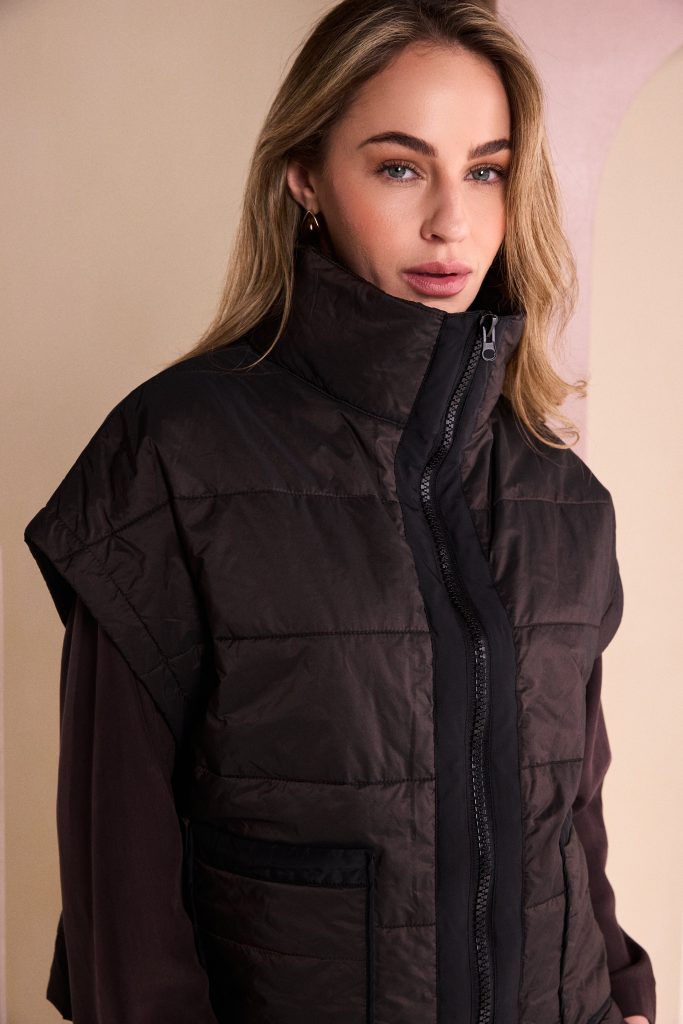 Naya Padded Short Waistcoat - choko