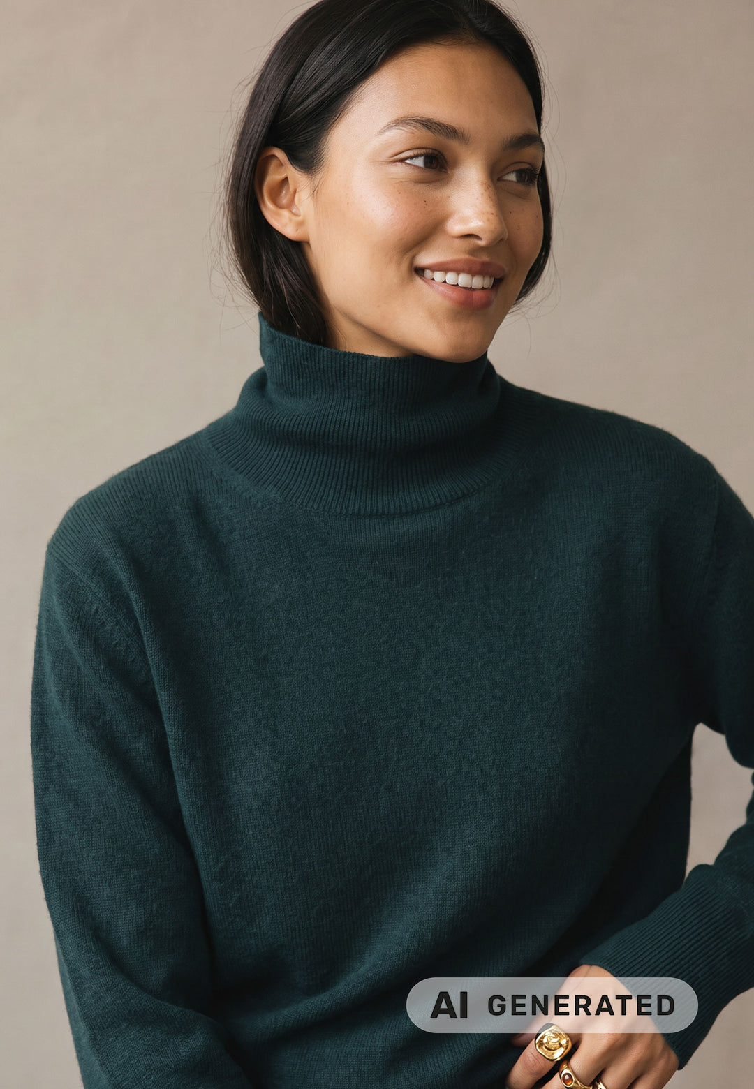 Fynch Hatton Pullover Rollneck Wool Mix- emerald green