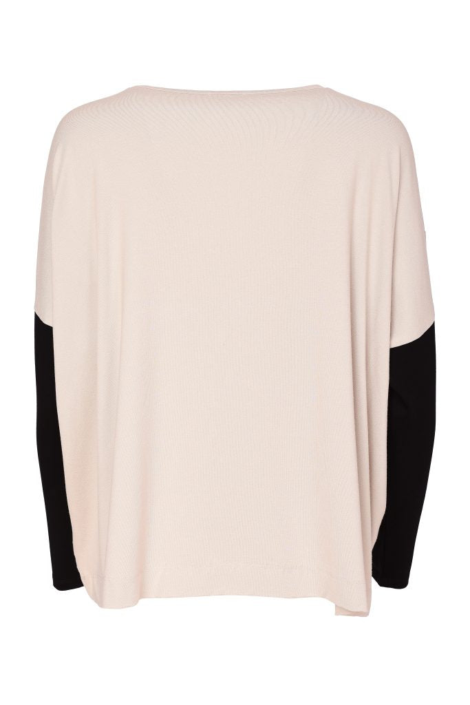 NAYA High Neck Placement Print Knit Top - black/silver