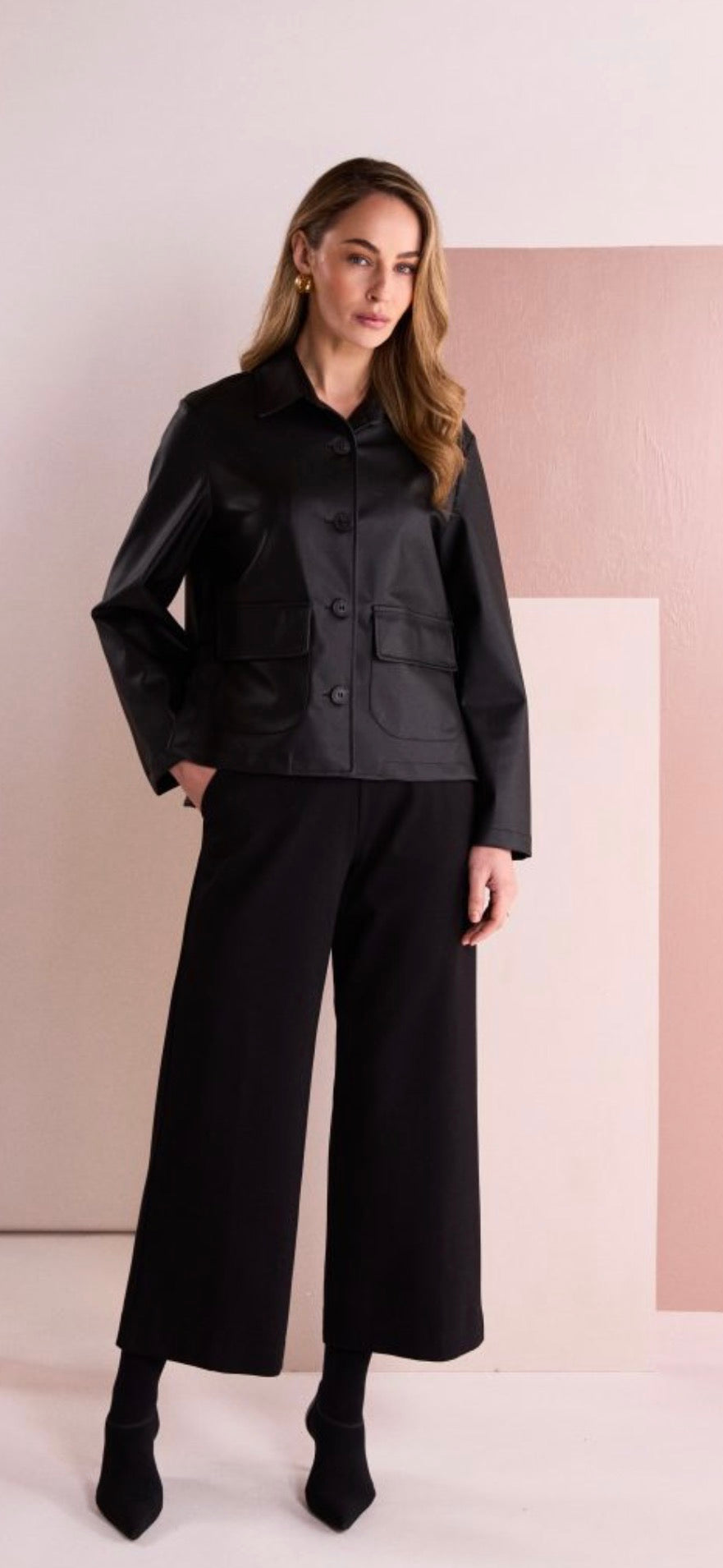 NAYA Soft Wide Leg Trouser With Side Pocket NAW26301 - black
