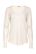 NAYA Jersey Top with Mesh Sleeve Insets -  cream