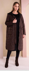 NAYA Padded Coat With Pocket And Stud Detail - choko