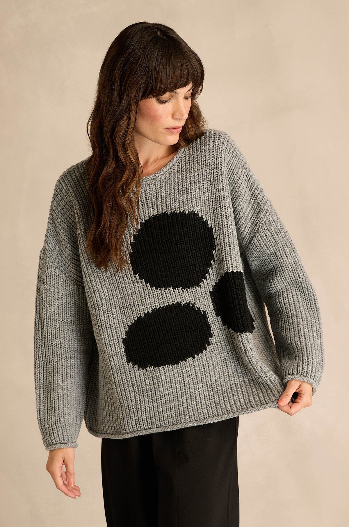 NAYARound NeckKnit With Spot NAW26261 - black/grey