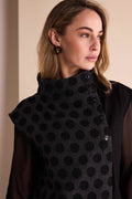 NAYA Sleeveless Top With Spot Jaquard Front Panel With Placket NAW26273 - grey/black