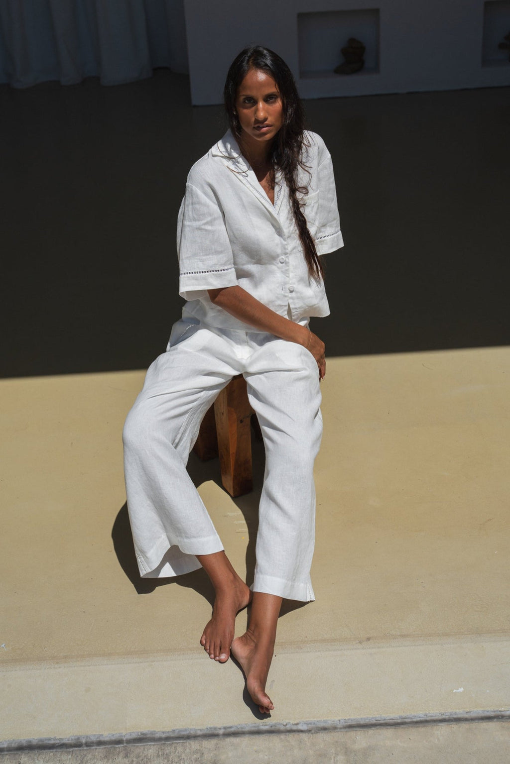 Lilly Pilly Quinn Linen Shirt - ivory