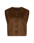 Red Button Waistcoat Suedine - praline