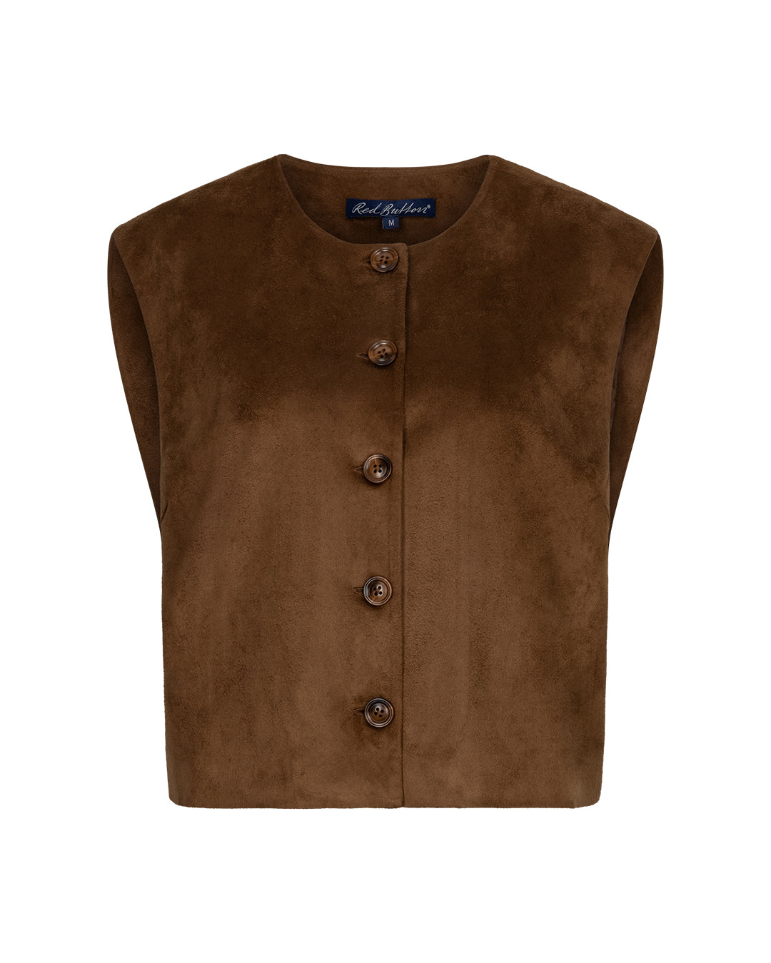 Red Button Waistcoat Suedine - praline
