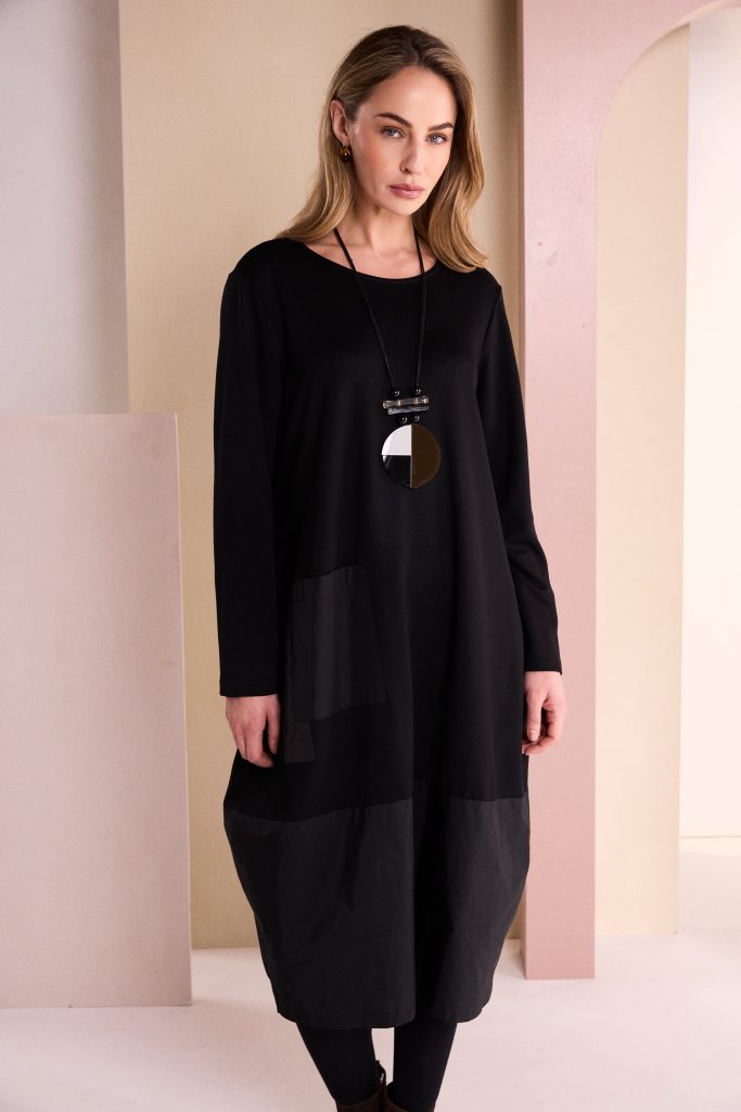 NAYA Dress With Metal Sections And Neckpiece - black