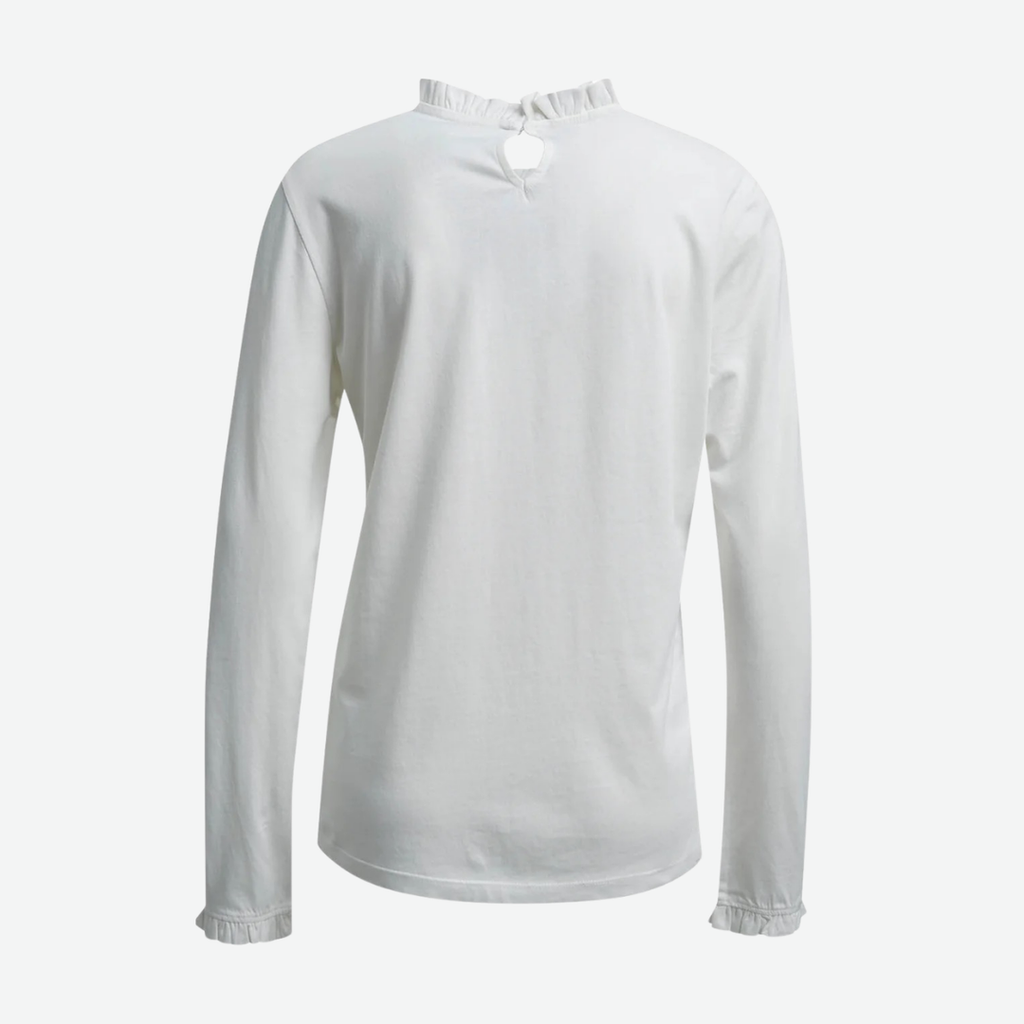 MILANO ITALY ROUND NECK TOP WITH RUFFLES OFF WHITE - 63-5683-8818/104