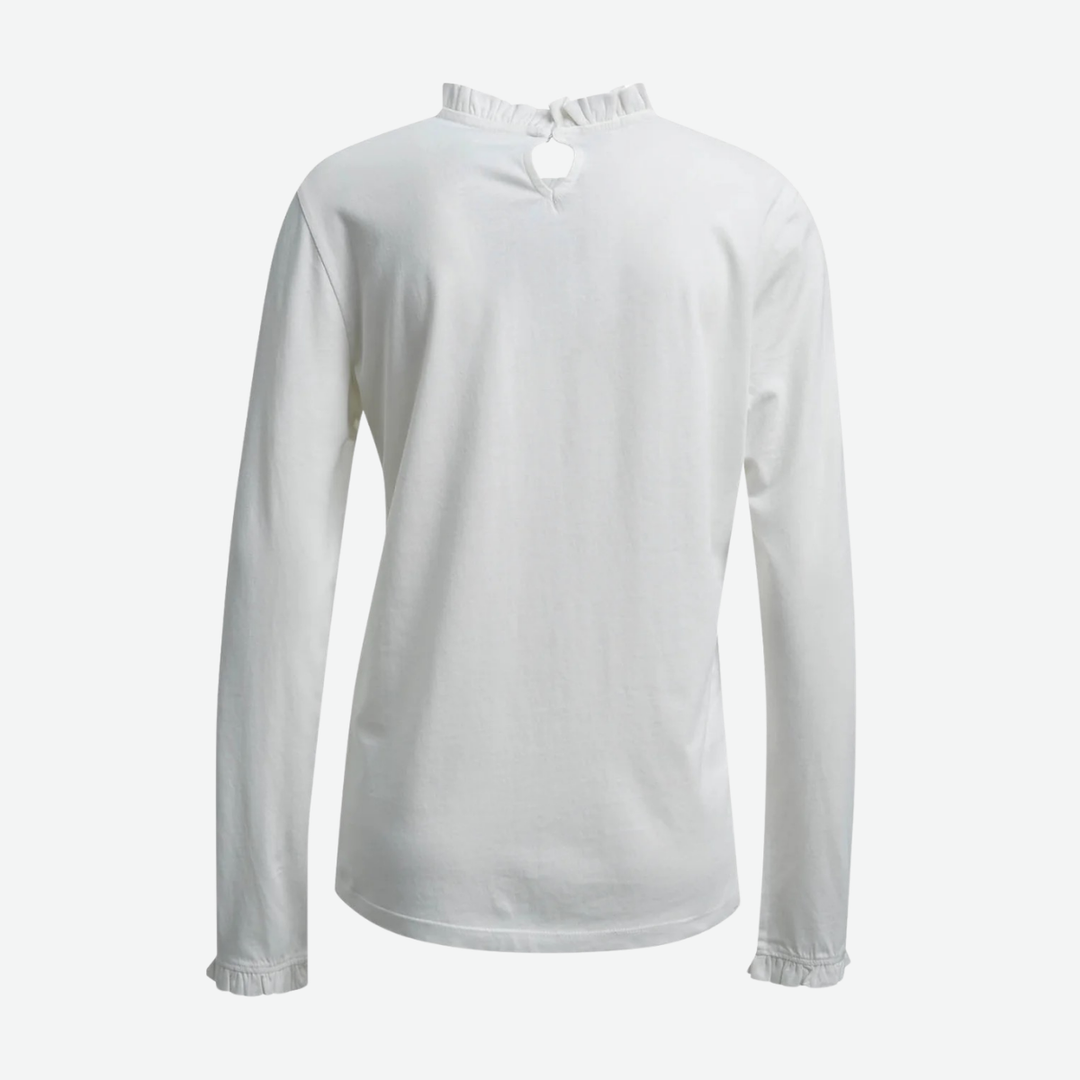 MILANO ITALY ROUND NECK TOP WITH RUFFLES OFF WHITE - 63-5683-8818/104