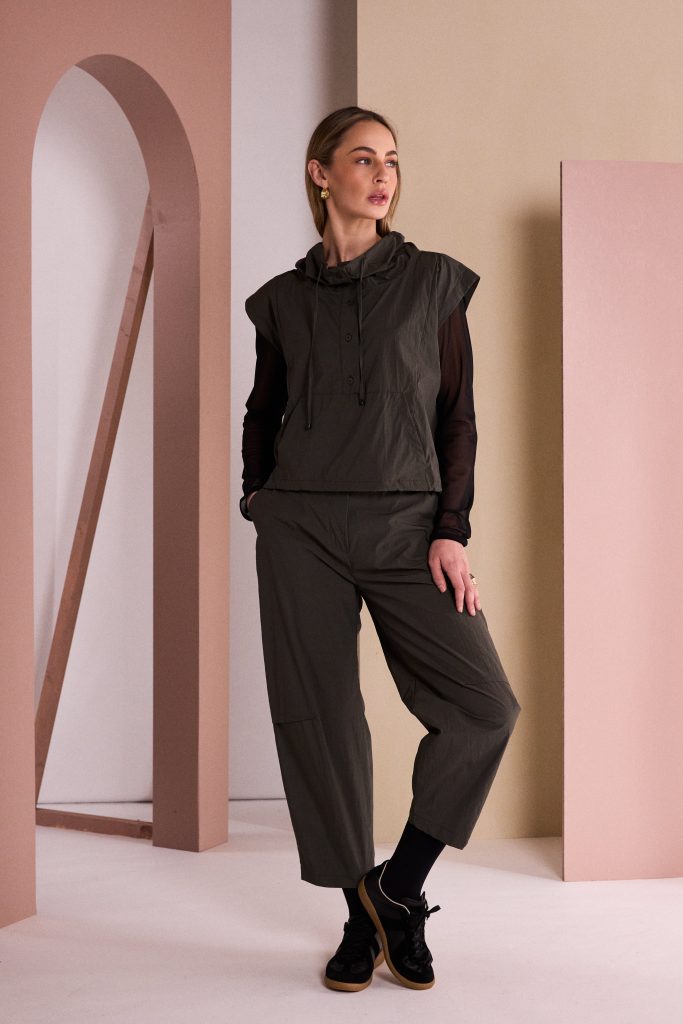 NAYA Baloon Shape Trouser With Knee Dart - thyme