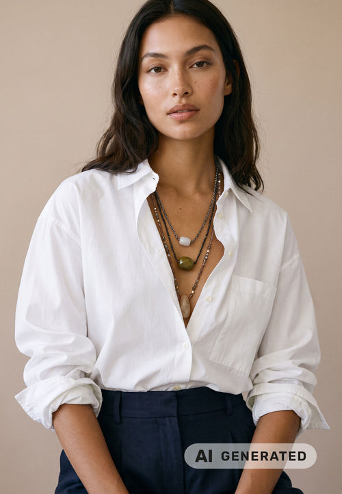 Fynch Hatton Cotton blouse with shirt collar and button placket