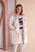 NAYA Quilted Hooded Coat With Pocket Detail - sand