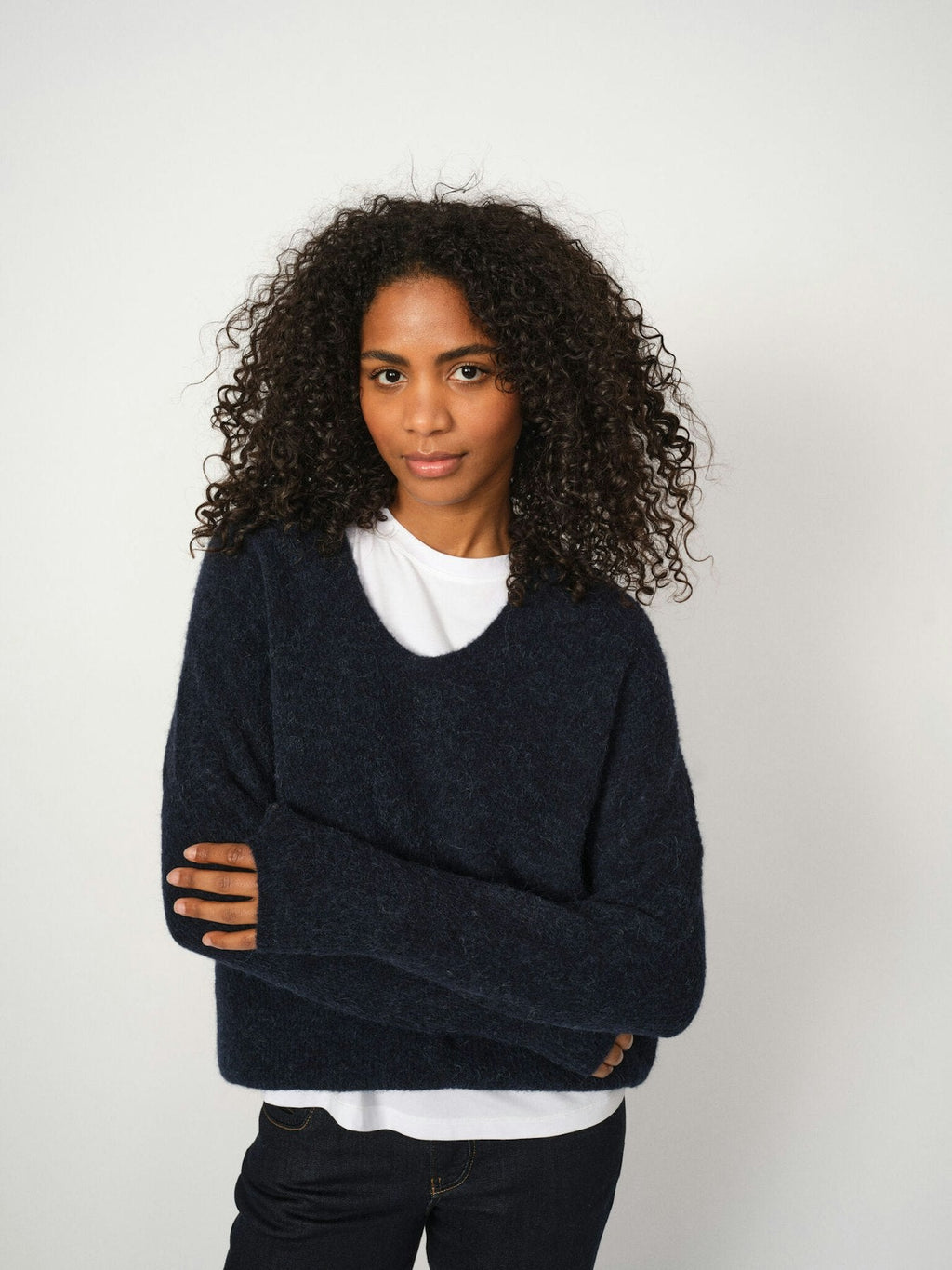 Mos Mosh Thora V-neck Knit - Salute Navy