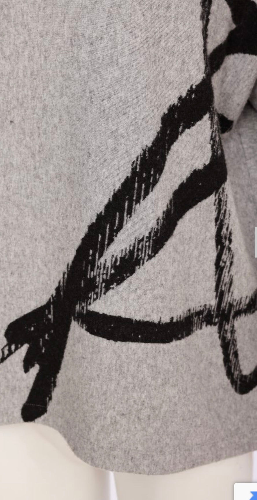 NAYA Brush Stroke Print Square Shape High Neck Top - silver/black