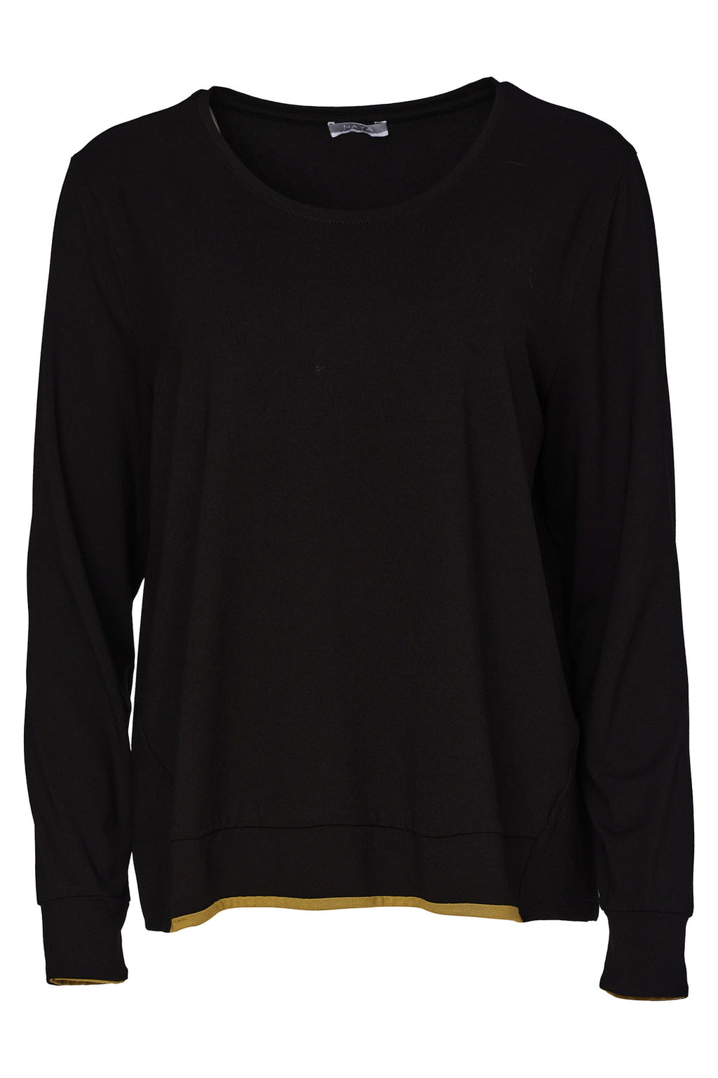 Naya Placement Print Top With Front Angle Seam - avacado/black