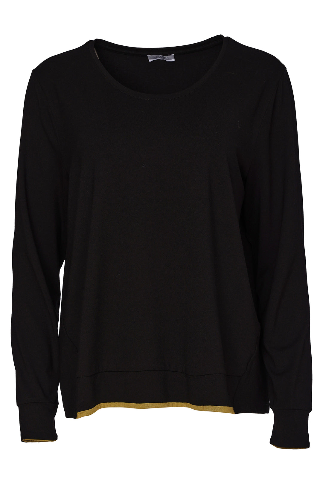 Naya Placement Print Top With Front Angle Seam - avacado/black