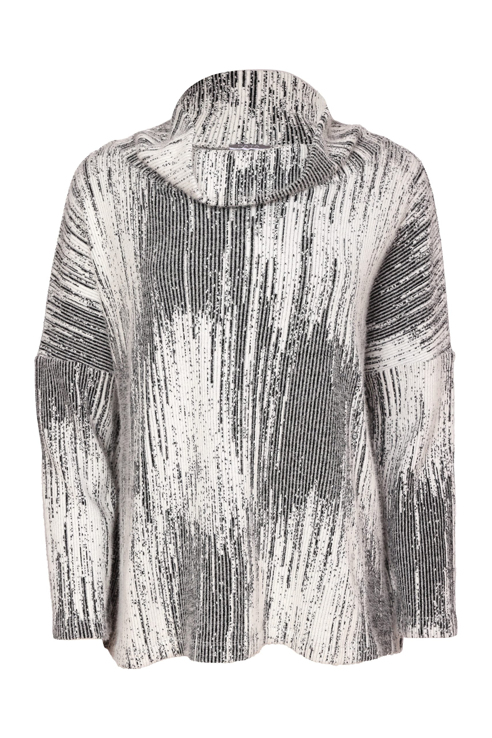 Naya Print Square Shape High Neck Top - off white/black