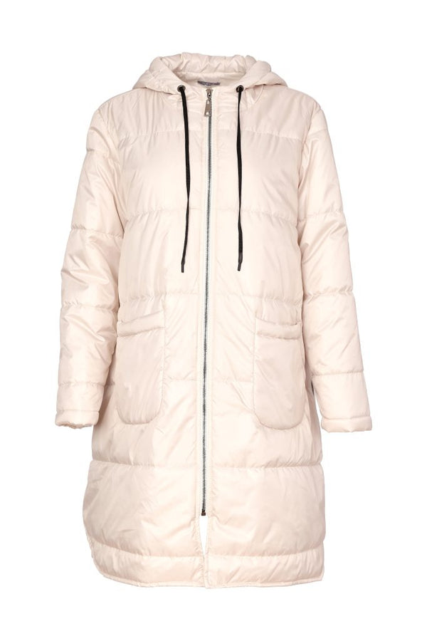 NAYA Quilted Hooded Coat With Pocket Detail - sand